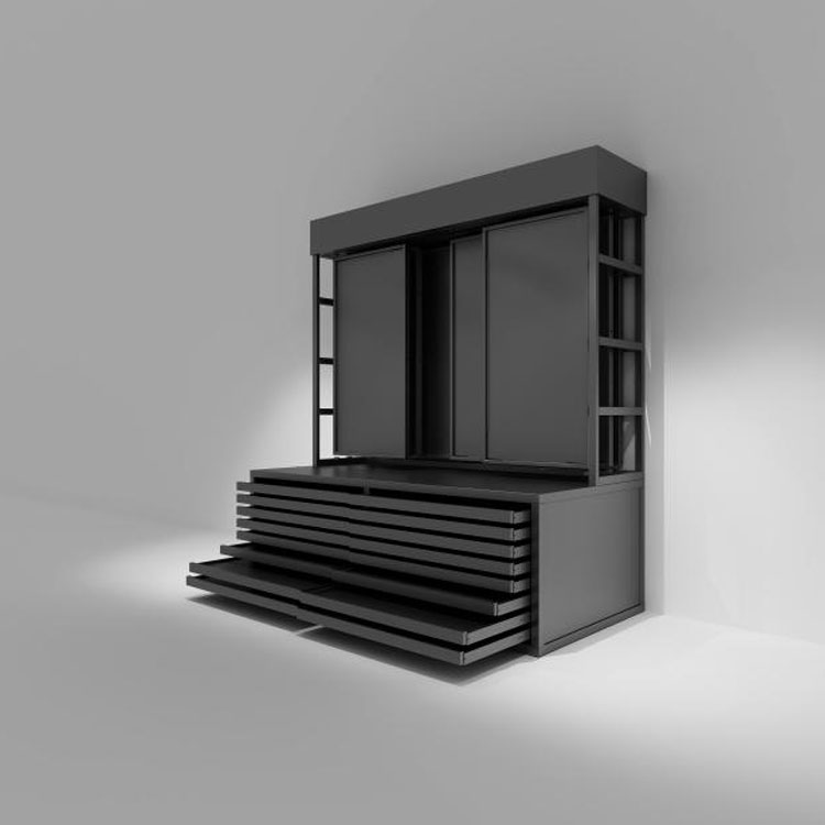 Stojak ekspozycyjny z płaską szufladą o dużej wytrzymałości